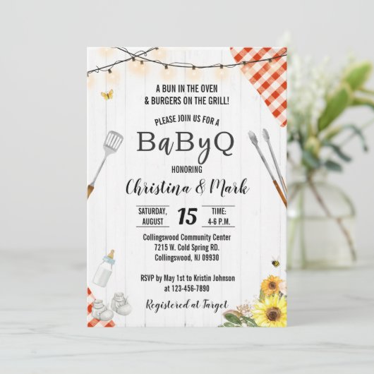 BabyQ Shower Invitaties Genderneutraal Kaart (Staand voorkant)
