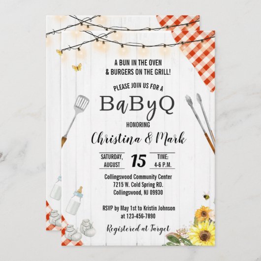 BabyQ Shower Invitaties Genderneutraal Kaart (Voorkant / Achterkant)