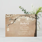 BabyQ uitnodiging Coed BBQ Douche Rustieke Lichten (Staand voorkant)