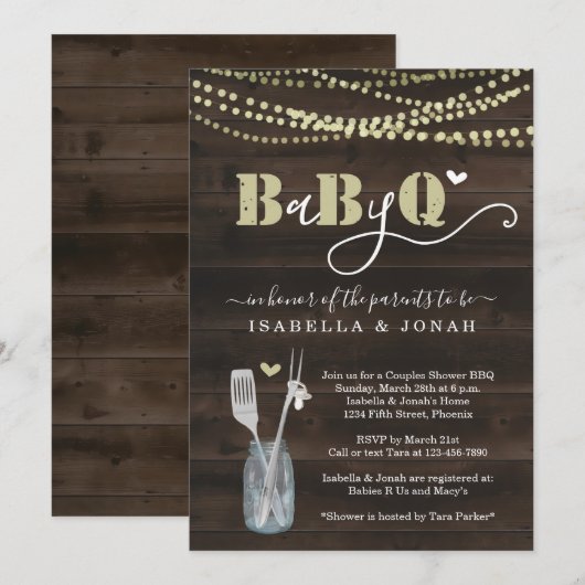 BabyQ Uitnodiging - koppels Baby Q Barbeque (Voorkant / Achterkant)