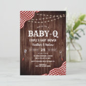 BabyQue Picnic BBQ Couple's Baby shower Invitation Kaart (Staand voorkant)