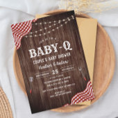 BabyQue Picnic BBQ Couple's Baby shower Invitation Kaart