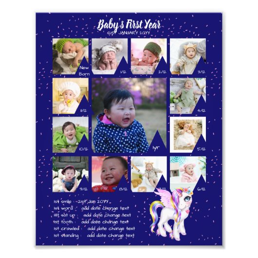 BABYS 1 JAAR FOTO COLLAGE 8x12 $5 of minder! Foto Afdruk (Voorkant)