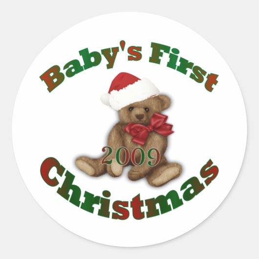 Babys 1 Kerstmis Ronde Sticker (Voorkant)