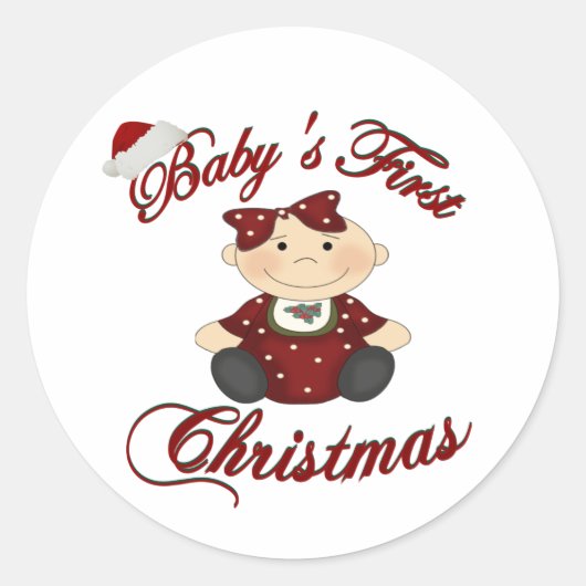 Babys 1 Kerstmis Ronde Sticker (Voorkant)