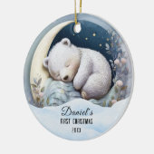 Baby's 1e Eerste Kerst Schattige Beer Custom Keramisch Ornament (Links)