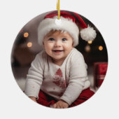 Baby's 1e Eerste Kerst Schattige Beer Custom Keramisch Ornament (Achterkant)