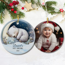 Baby's 1e Eerste Kerst Schattige Beer Custom Keramisch Ornament