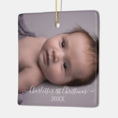 Babys 1e eerste kerstfoto geboorte Stats script Keramisch Ornament (Links)