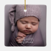 Babys 1e eerste kerstfoto geboorte Stats script Keramisch Ornament (Achterkant)