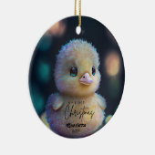Baby's 1e Eerste Kerstmis Schattigee Eend Foto Aan Keramisch Ornament (Rechts)
