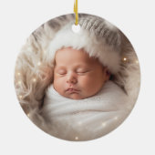 Baby's 1e Eerste Kerstmis Schattigee Eend Foto Aan Keramisch Ornament (Achterkant)
