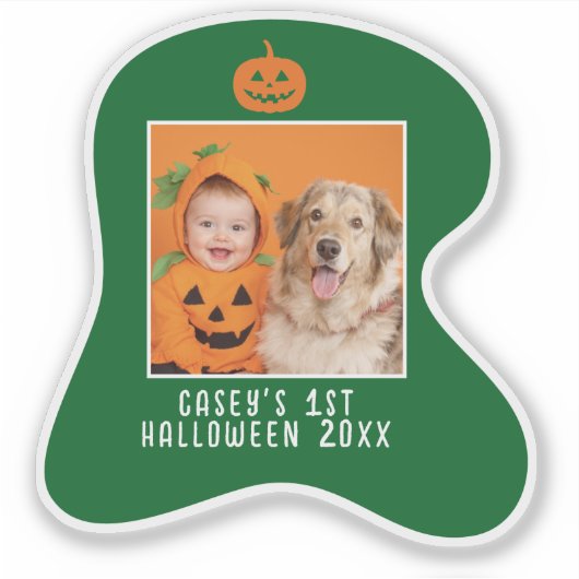 Baby's 1e Halloween Gepersonaliseerde Foto Naam Ja Sticker (Voorkant)