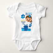 👶🍩 Baby's 1e Hanukkah - met babymeisje Romper (Voorkant)