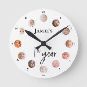Baby's 1e jaar 12 maanden aangepaste foto's ronde klok (Voorkant)