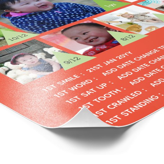 BABY'S 1E JAAR FOTOCOLLAGE 20x30 $5 of minder! Foto Afdruk (Hoek)