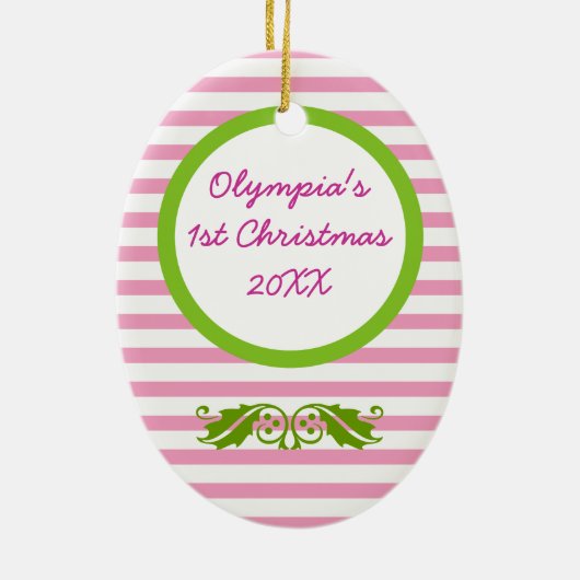 Baby's 1e Kerst Custom Keramisch Ornament (Achterkant)