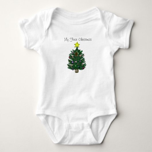 Baby's 1e Kerst Gele Ster Gingerbread Shirt (Voorkant)