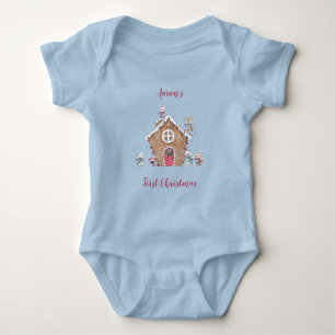 Baby's 1e Kerst Gingerbread House Ice Schaatsen Romper