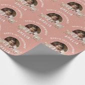 Baby's 1e kerst rendier aandenken foto cadeaupapier (Hoek)