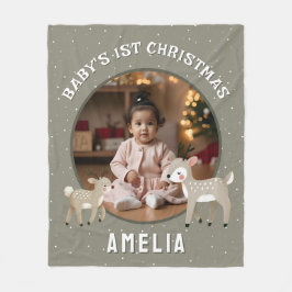 Baby's 1e kerst Rendier Aandenken Foto Fleece Deken