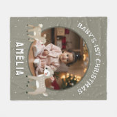 Baby's 1e kerst Rendier Aandenken Foto Fleece Deken (Voorkant (Horizontaal))
