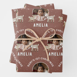 Baby's 1e kerst rendier aandenken foto inpakpapier vel