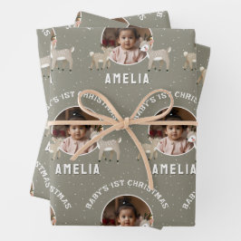 Baby's 1e kerst rendier aandenken foto inpakpapier vel