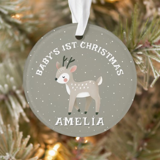 Baby's 1e kerst rendier aandenken foto ornament (Boom)
