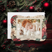 Baby's 1e Kerst Rode Bloemen Foto
