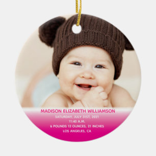 Baby's 1e Kerst Roze Foto Keramiek Ornament