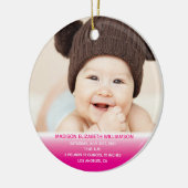 Baby's 1e Kerst Roze Foto Keramiek Ornament (Links)