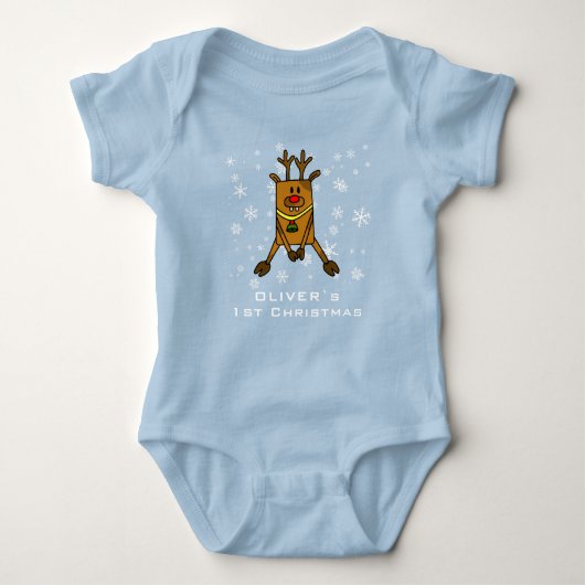 Baby's 1e Kerst Schattigee Herten Sneeuwvlok Jonge Romper (Voorkant)