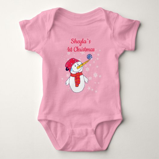 Baby's 1e Kerst Schattigee Sneeuwman Sneeuwvlok Me Romper (Voorkant)
