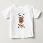 Baby's 1e Kerst t shirt met schattig rendier (Voorkant)