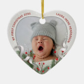 Baby's 1e Kerst Zilveren Lijst Foto Keramisch Ornament (Voorkant)