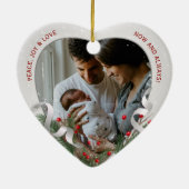 Baby's 1e Kerst Zilveren Lijst Foto Keramisch Ornament (Achterkant)