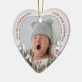 Baby's 1e Kerst Zilveren Lijst Foto Keramisch Ornament (Links)