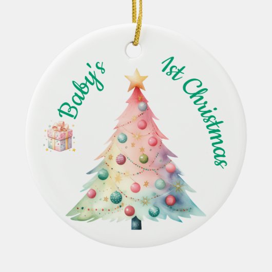 Baby's 1e Kerstbal Keramisch Ornament (Voorkant)
