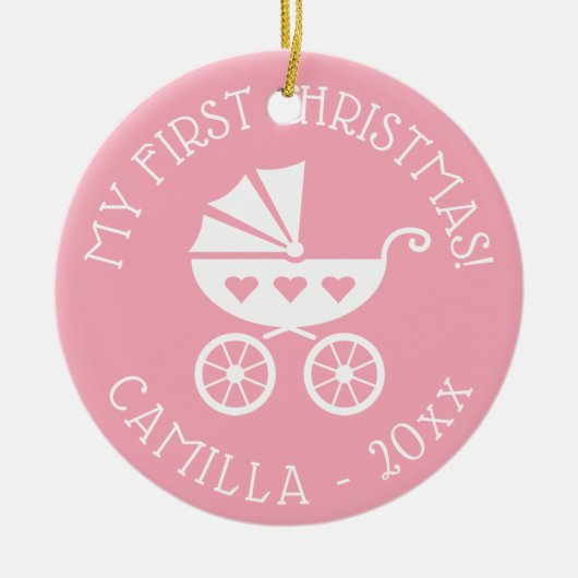 Baby's 1e kerstboom ornament met koets (Voorkant)