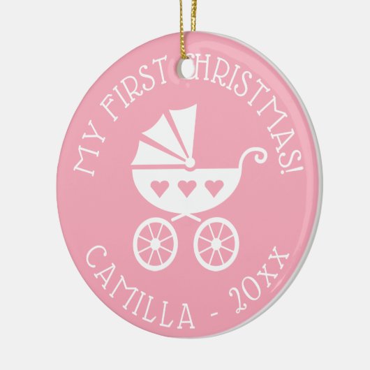 Baby's 1e kerstboom ornament met koets (Links)