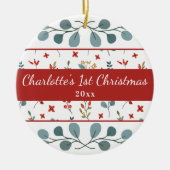 Babys 1e kerstfoto Eucalyptus Berries Keramisch Ornament (Voorkant)