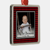 Baby's 1e kerstfoto metalen ornament (Rechts)