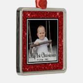 Baby's 1e kerstfoto metalen ornament (Rechts)
