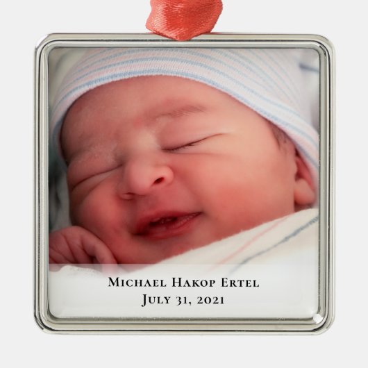 Baby's 1e kerstfoto metalen ornament (Voorkant)