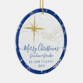 Babys 1e kerstgrootouders Blue Gold Foto Keramisch Ornament (Rechts)