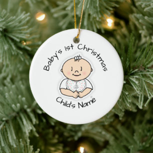 Baby's 1e kerstmeisjesversiering - keramisch ornament