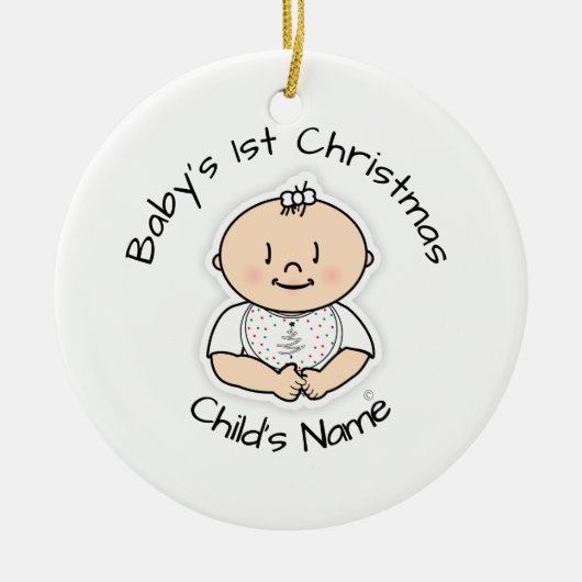 Baby's 1e kerstmeisjesversiering -  keramisch ornament (Voorkant)