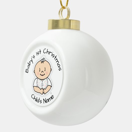 Baby's 1e kerstmeisjesversiering -  keramische bal ornament (Rechts)