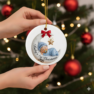 Baby's 1e Kerstmis 2025 Ornament | Slapende Maan